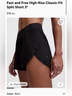 Lululemon High-Rise Classic-Fit Split Shorts 3" — Black